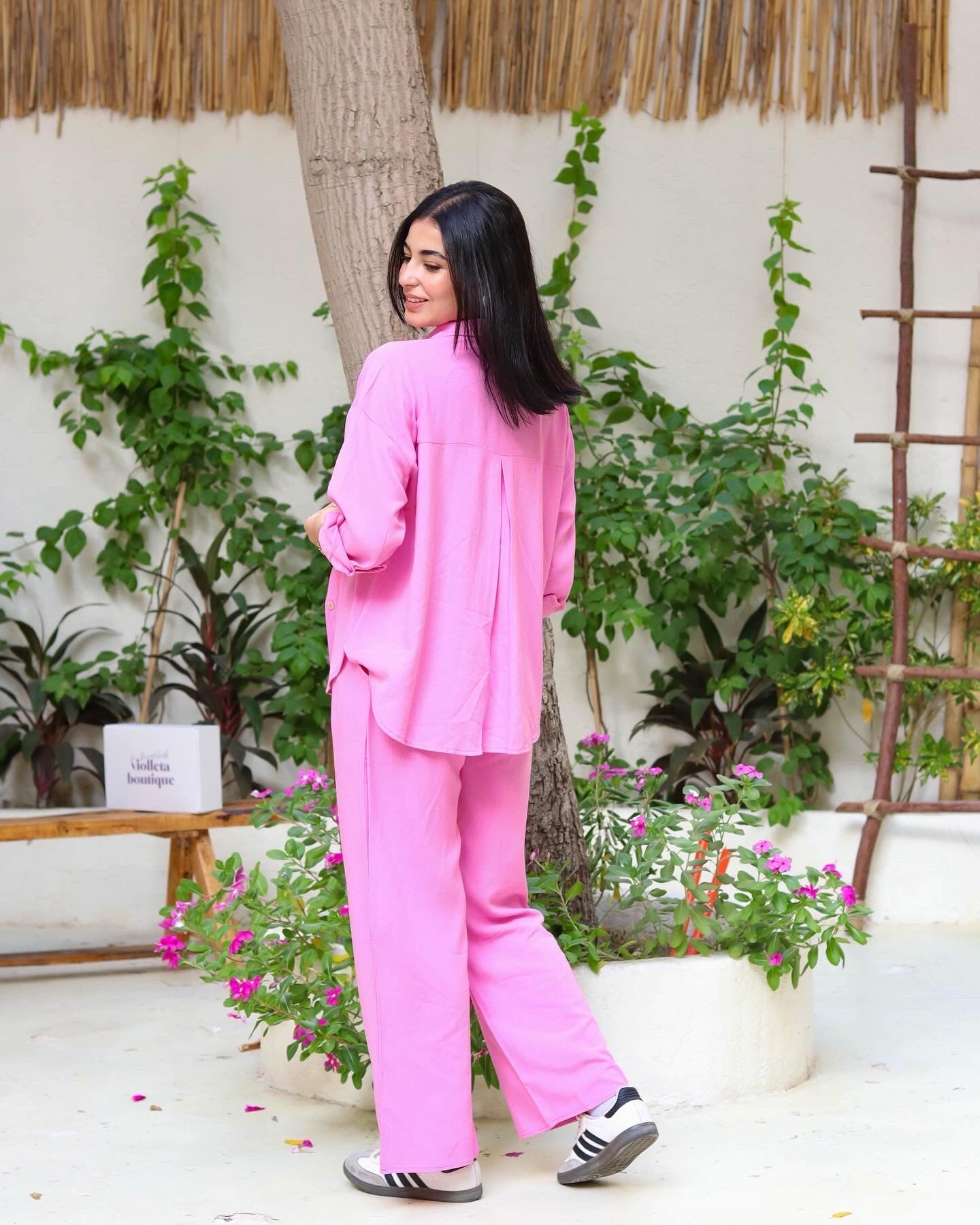 Cotton Linen Set In Pink