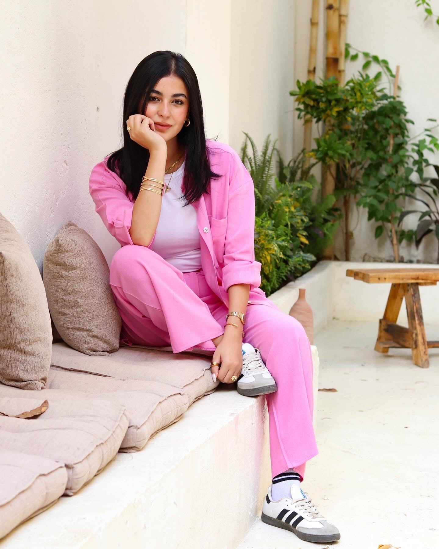 Cotton Linen Set In Pink