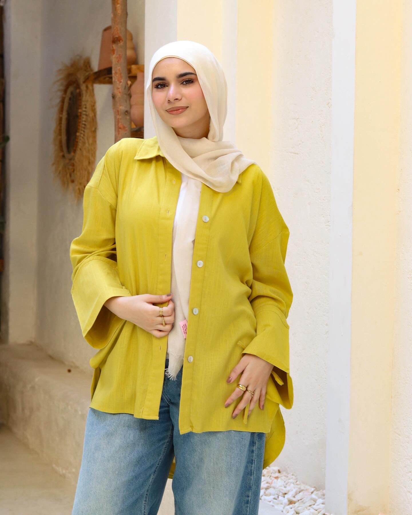 Serenity Tie Shirt In Lime Yellow