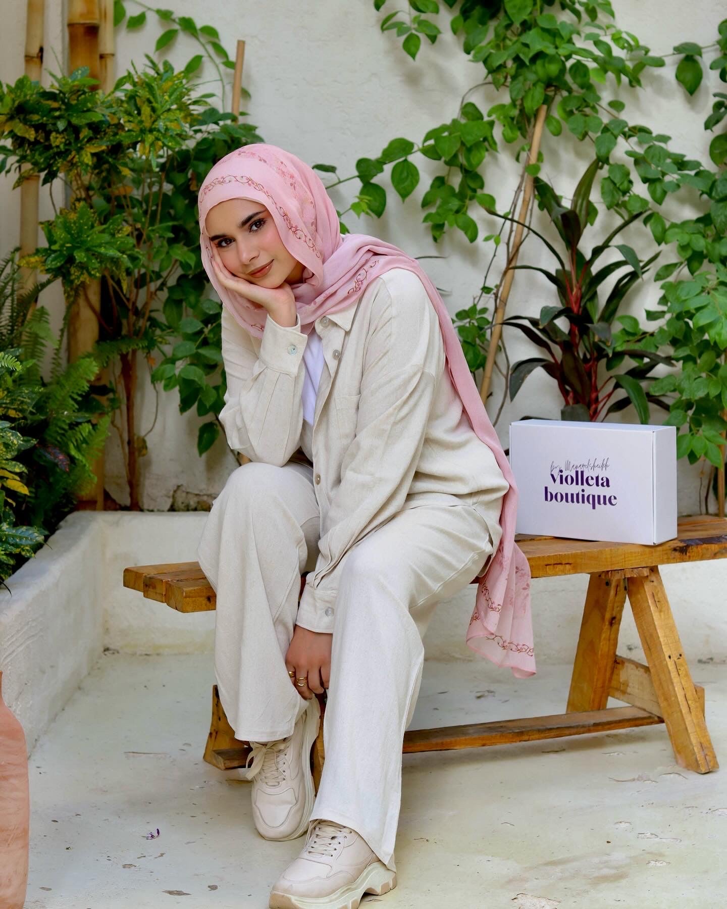Cotton Linen Set In Light Beige