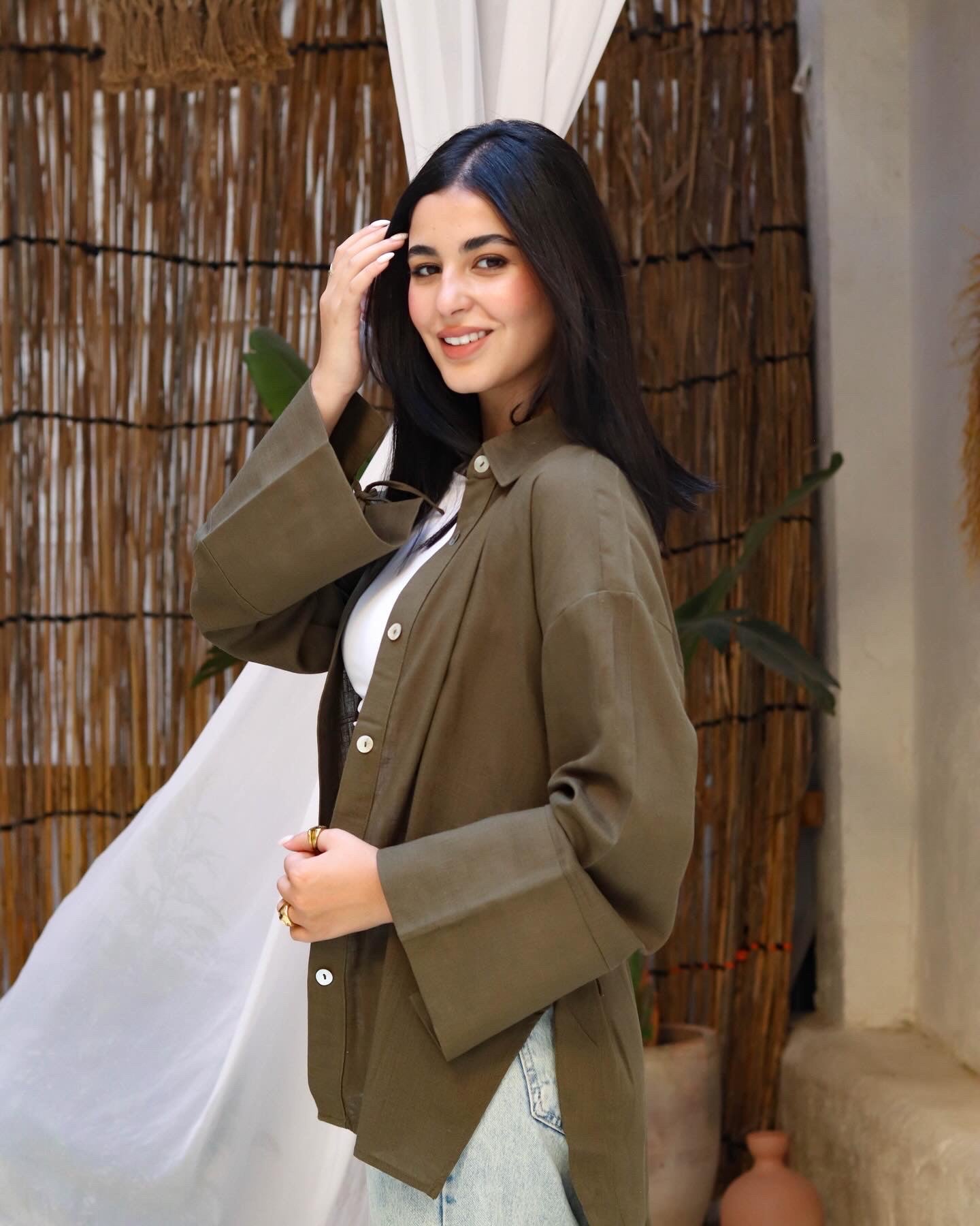 Serenity Tie Shirt In Olive Green
