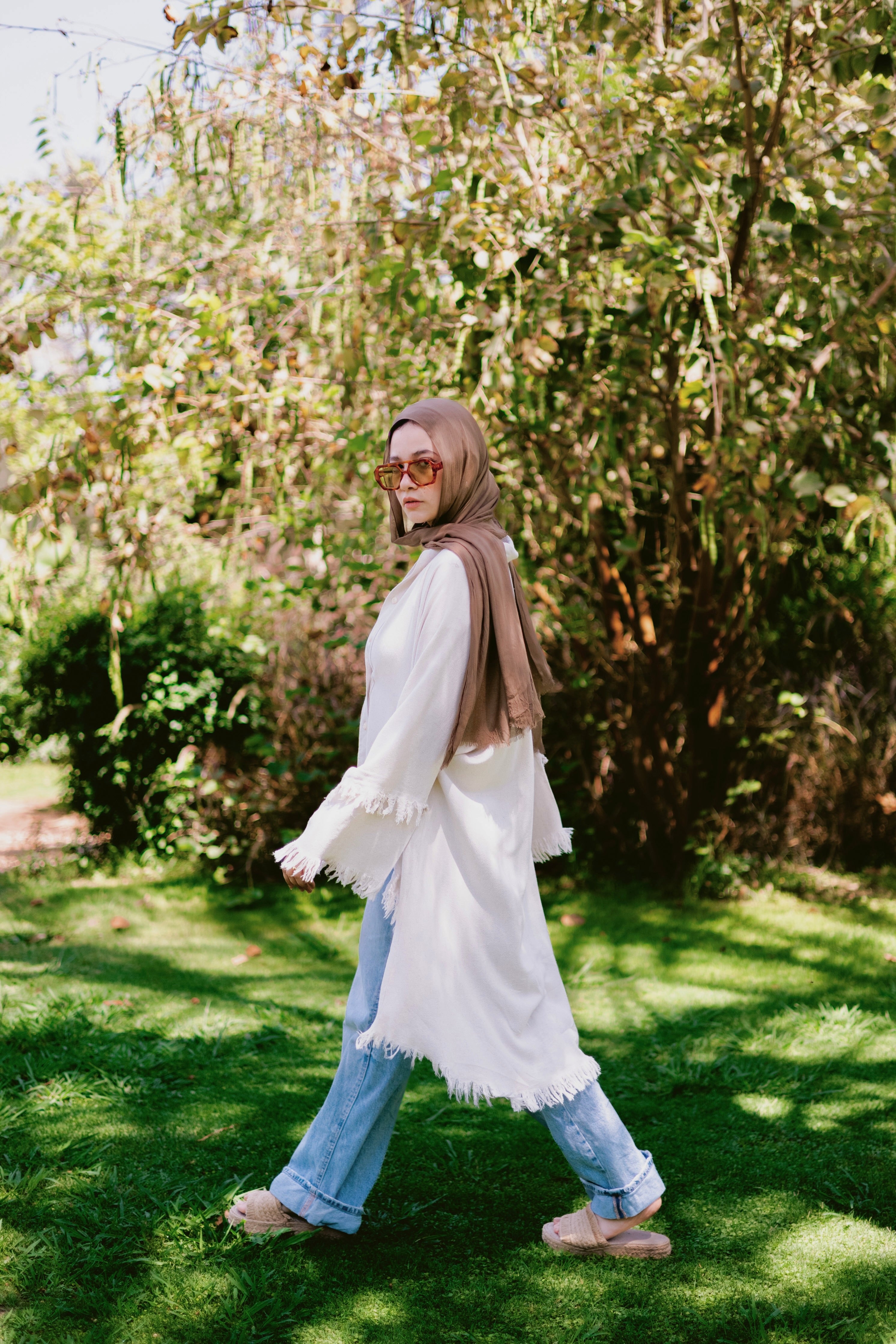 Fringed cardishirt in light beige