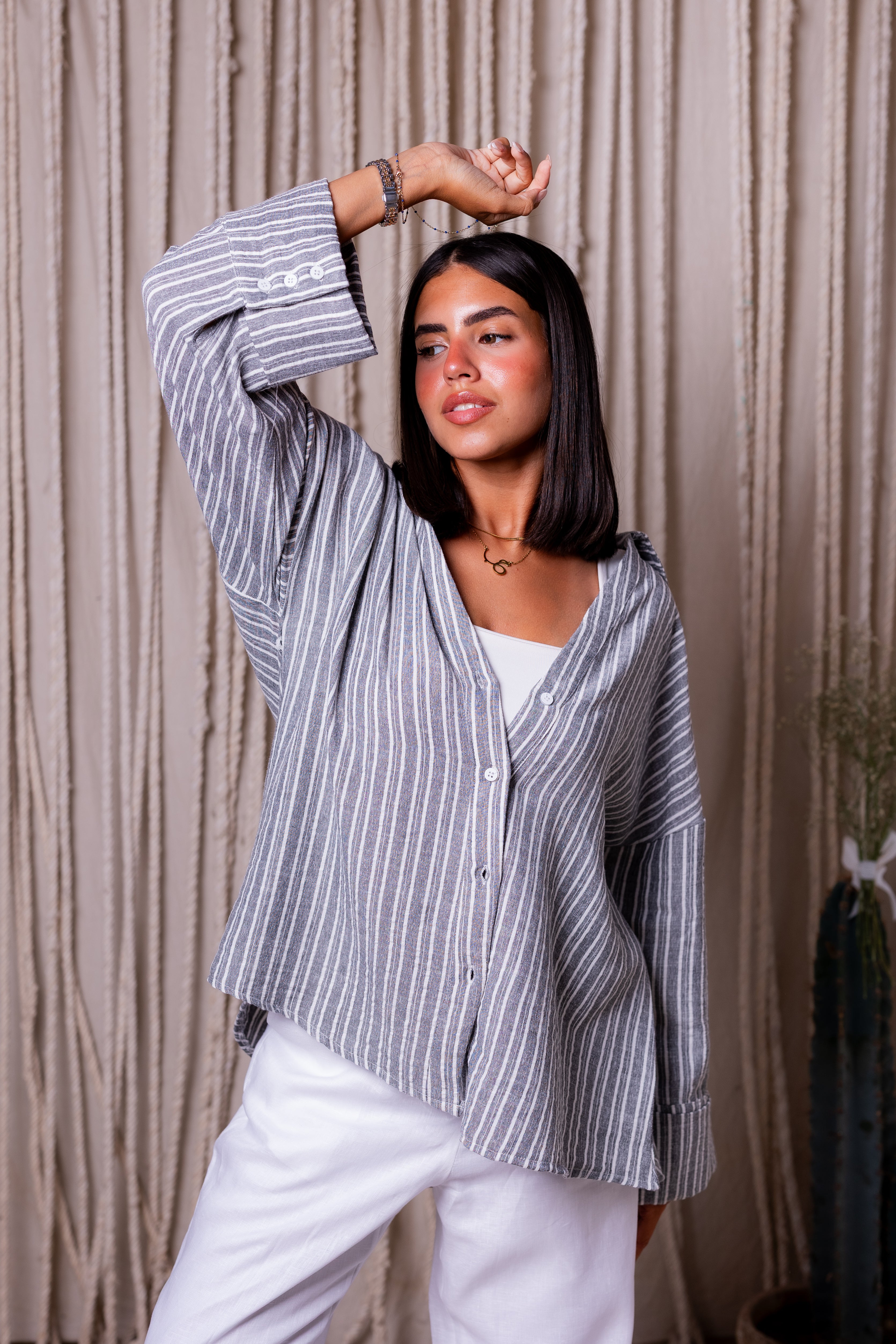 Striped shirt in grey