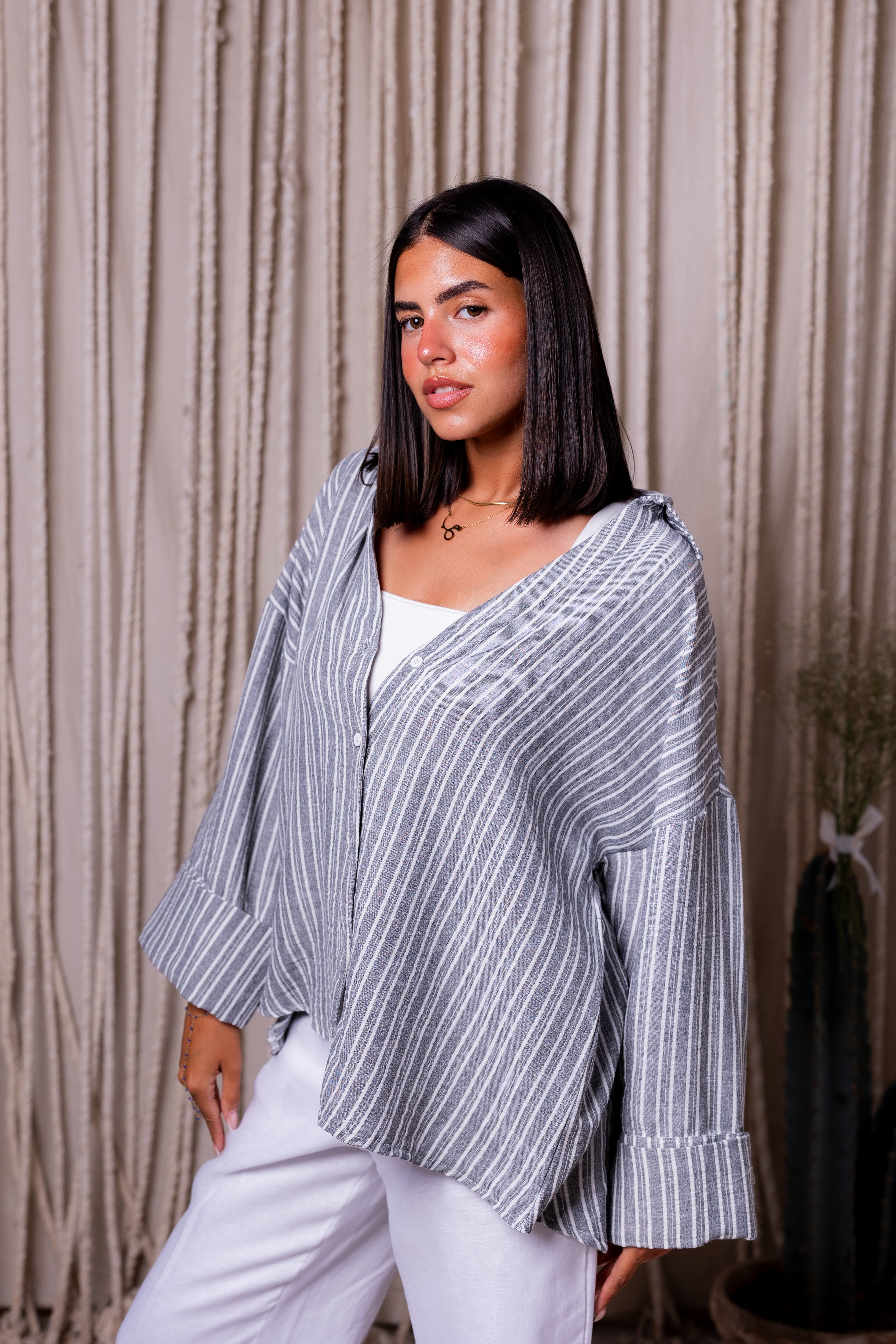 Striped shirt in grey