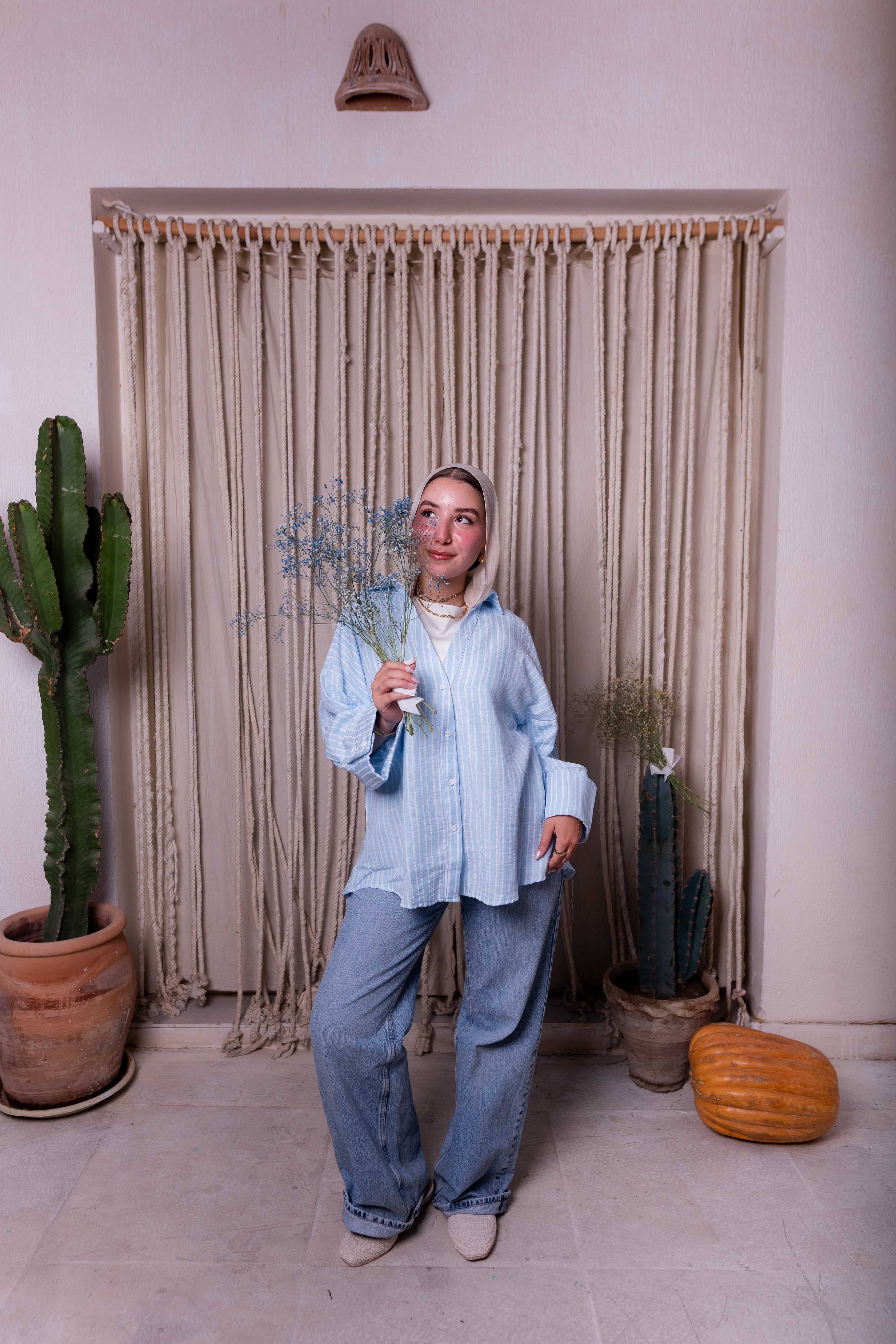 Striped shirt in baby blue