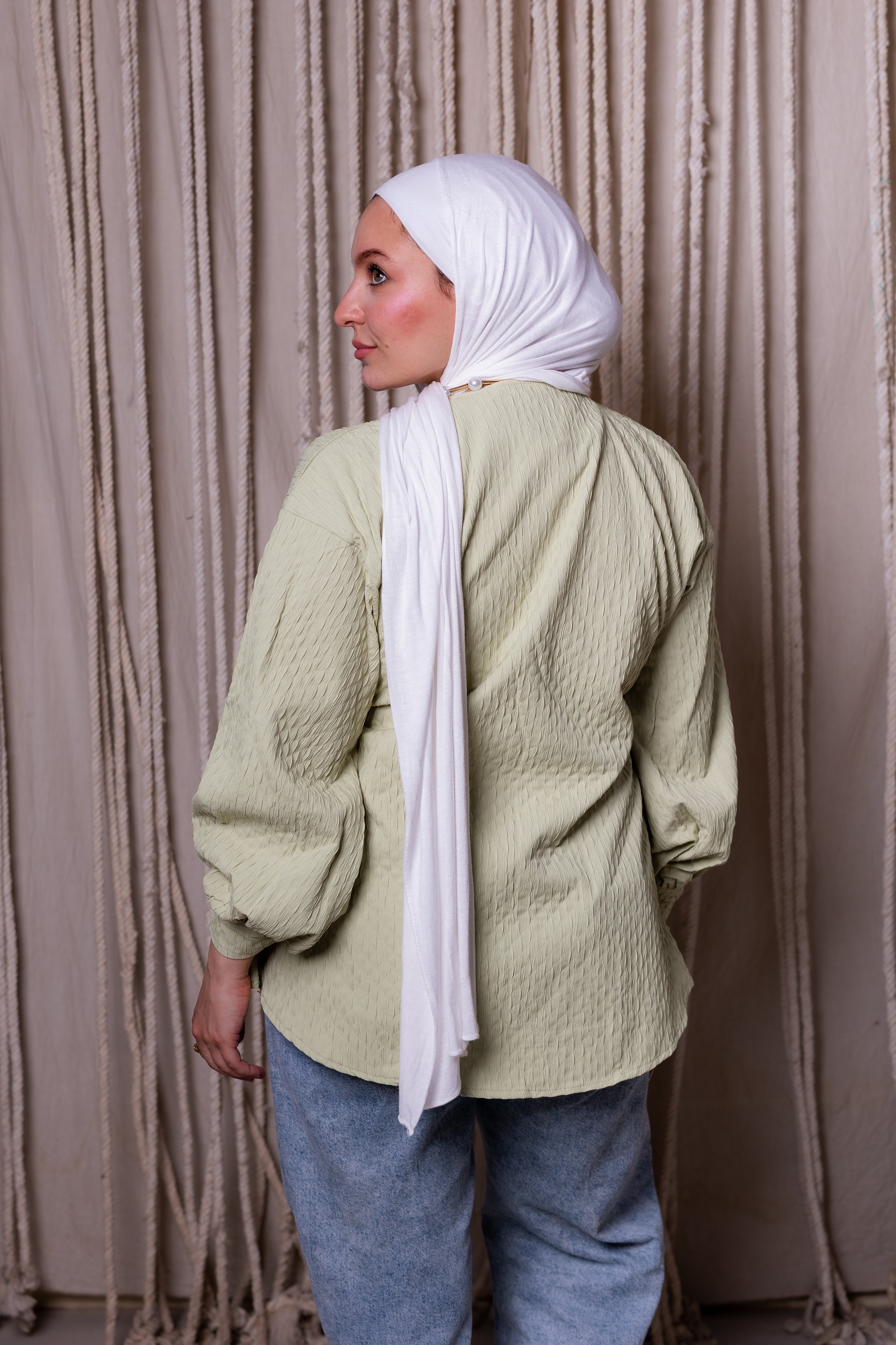 Tie blouse in mint green