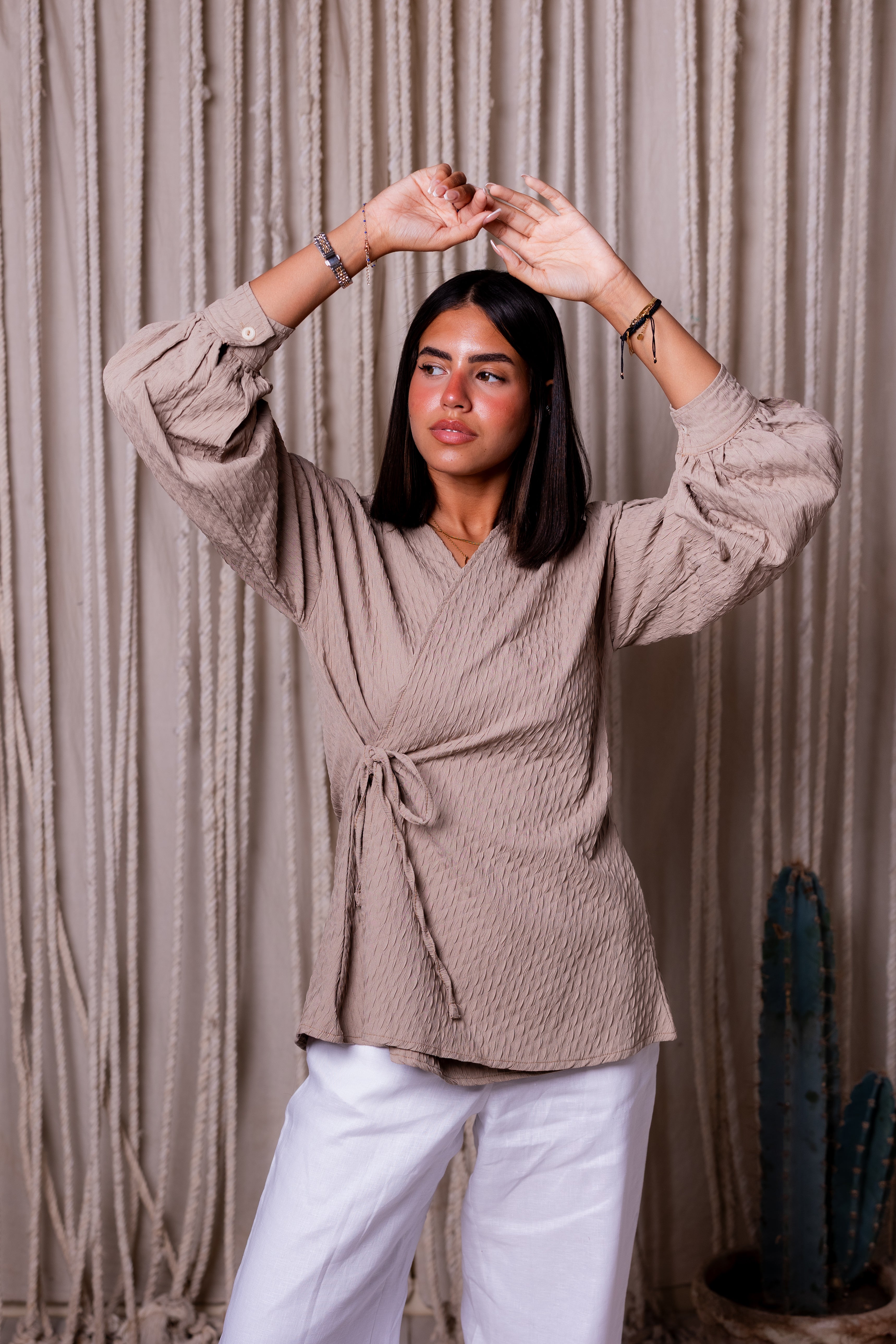 Tie blouse in caffe