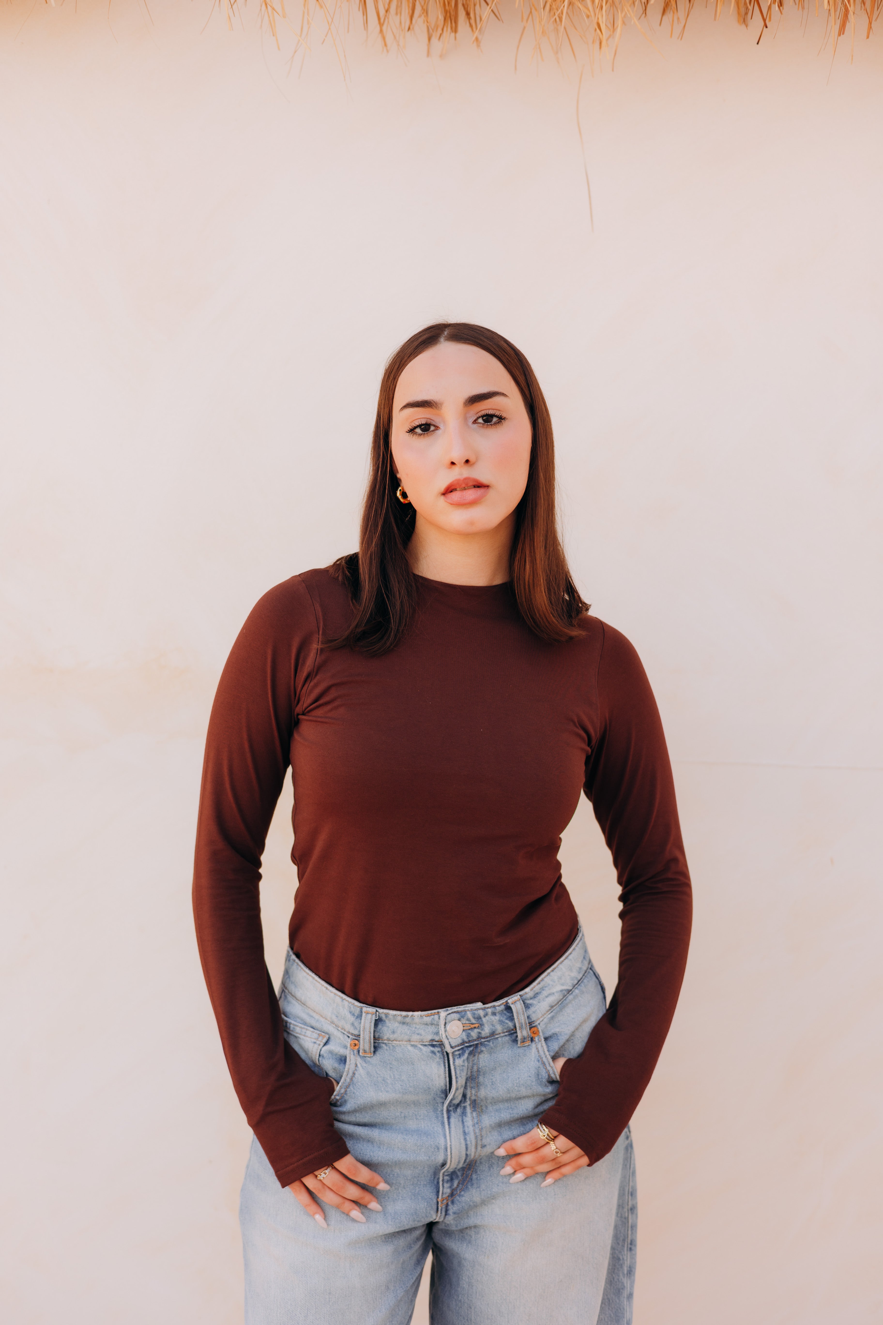 Full sleeve basic in chocolate brown