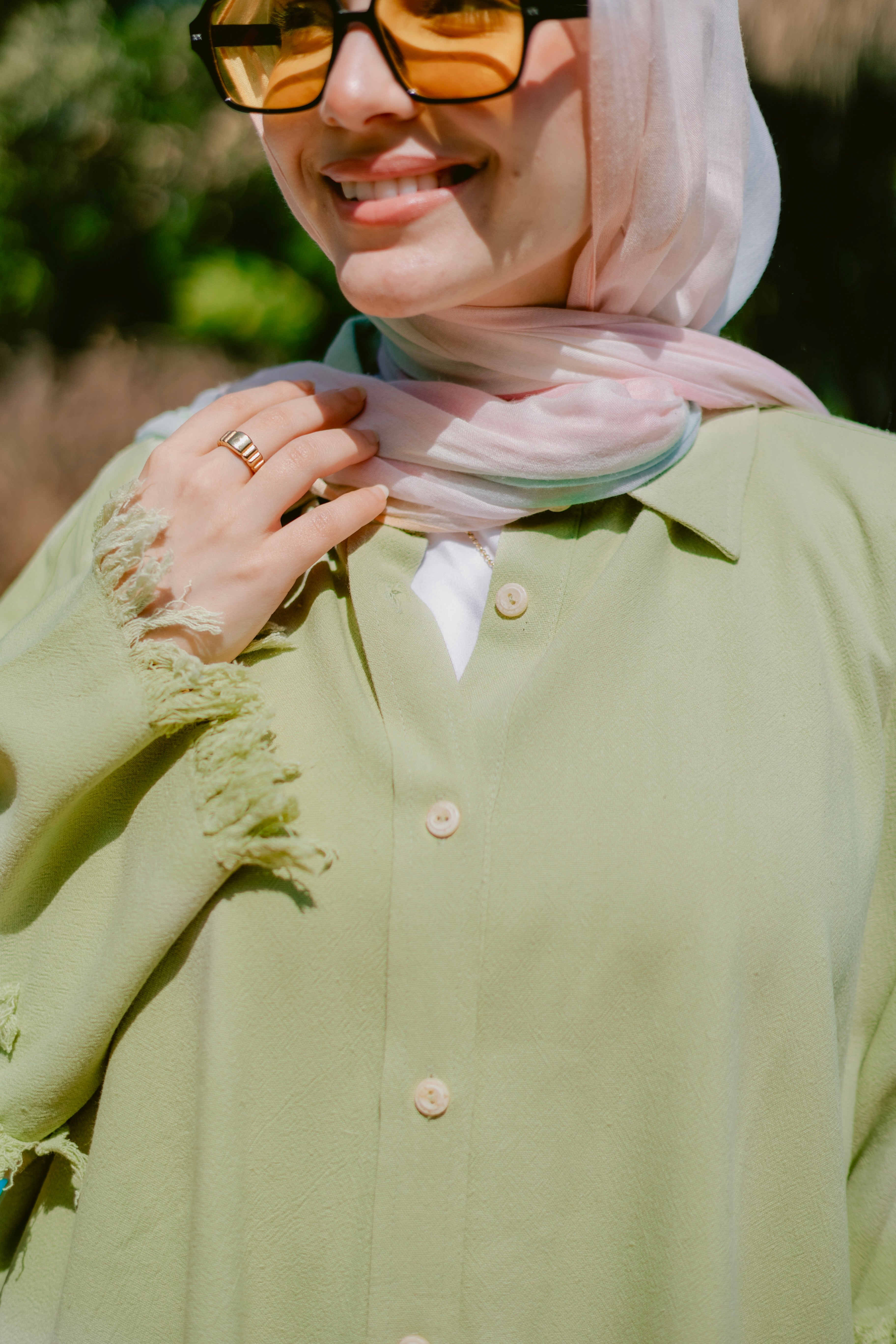 Fringed cardishirt in mint green