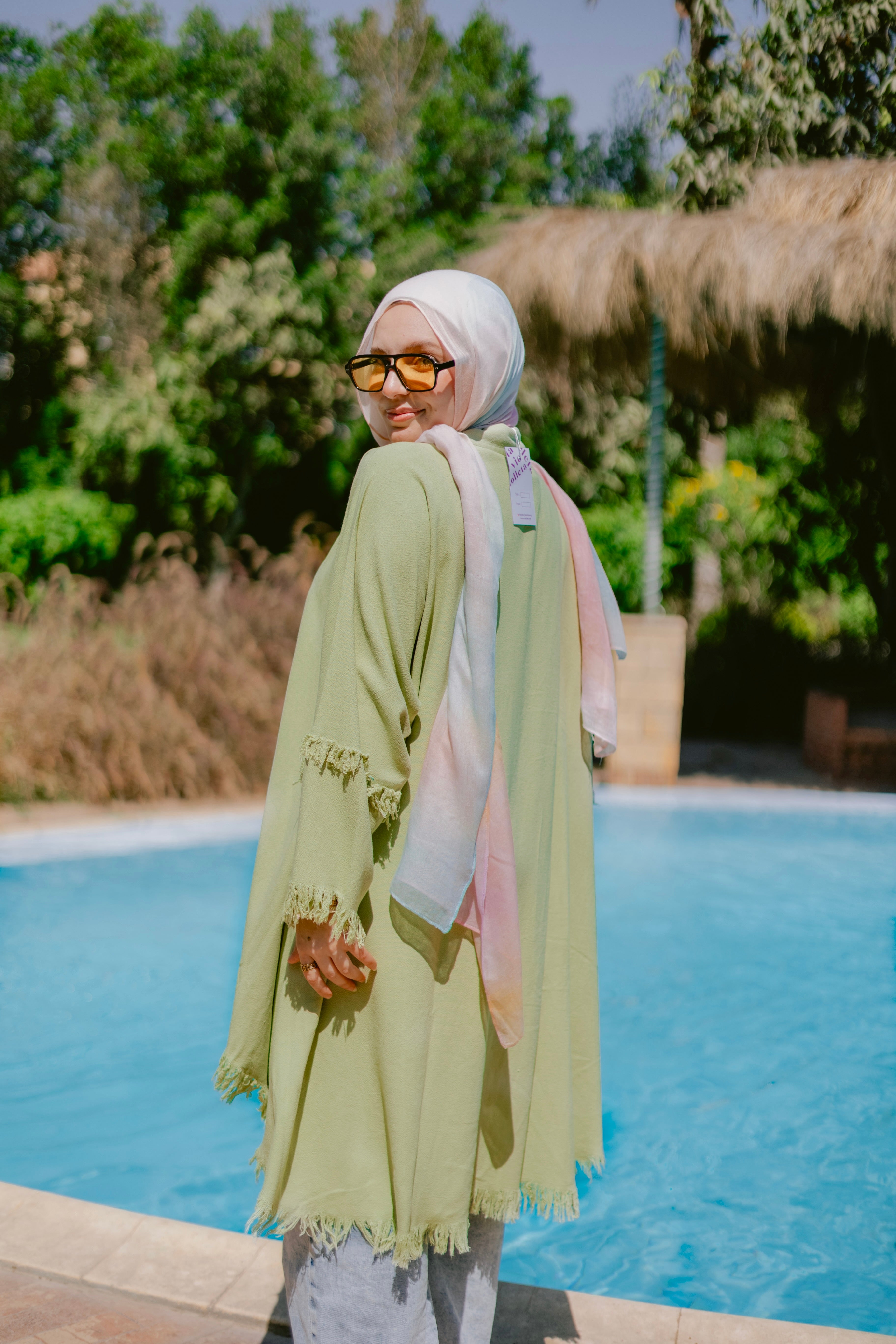 Fringed cardishirt in mint green