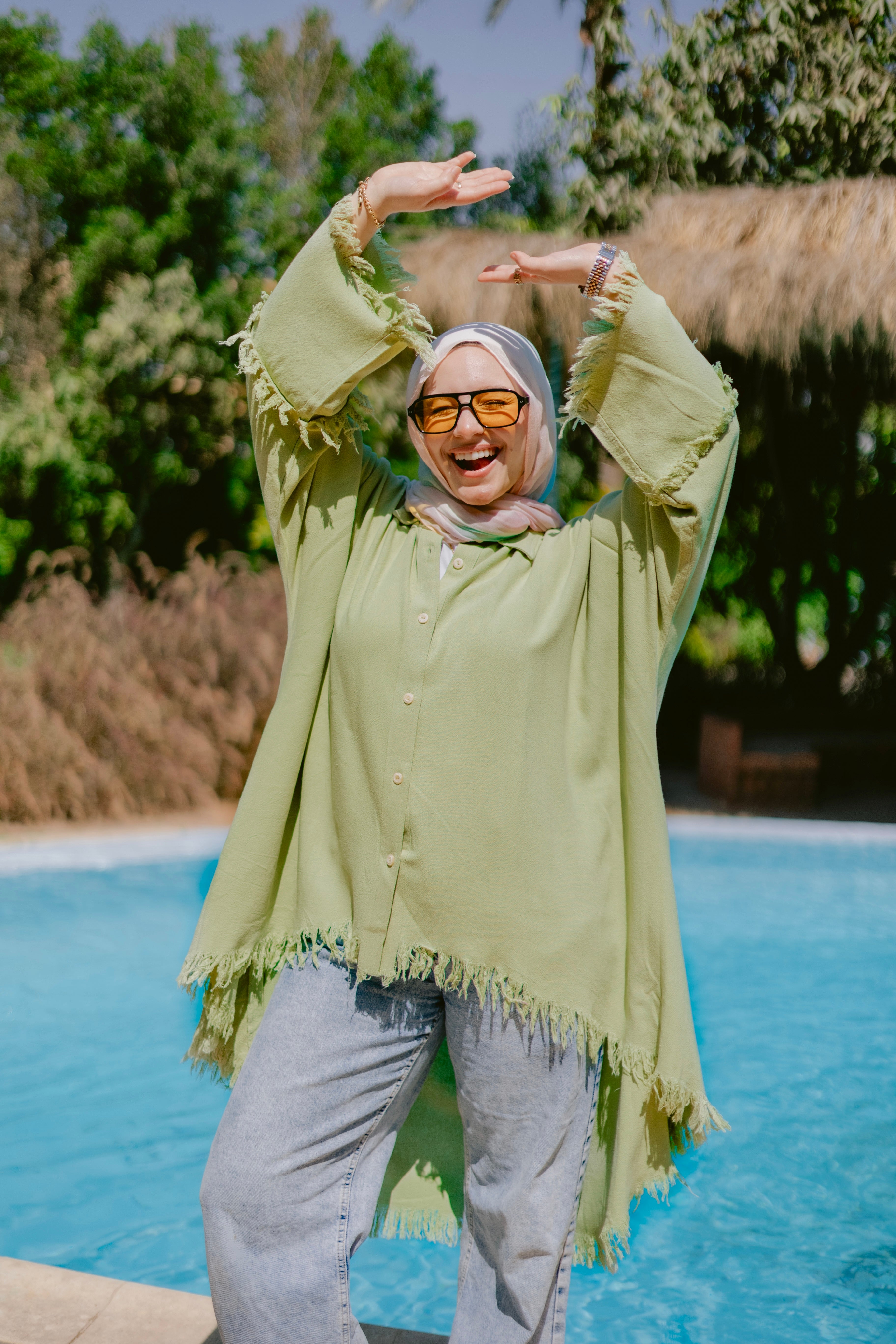 Fringed cardishirt in mint green