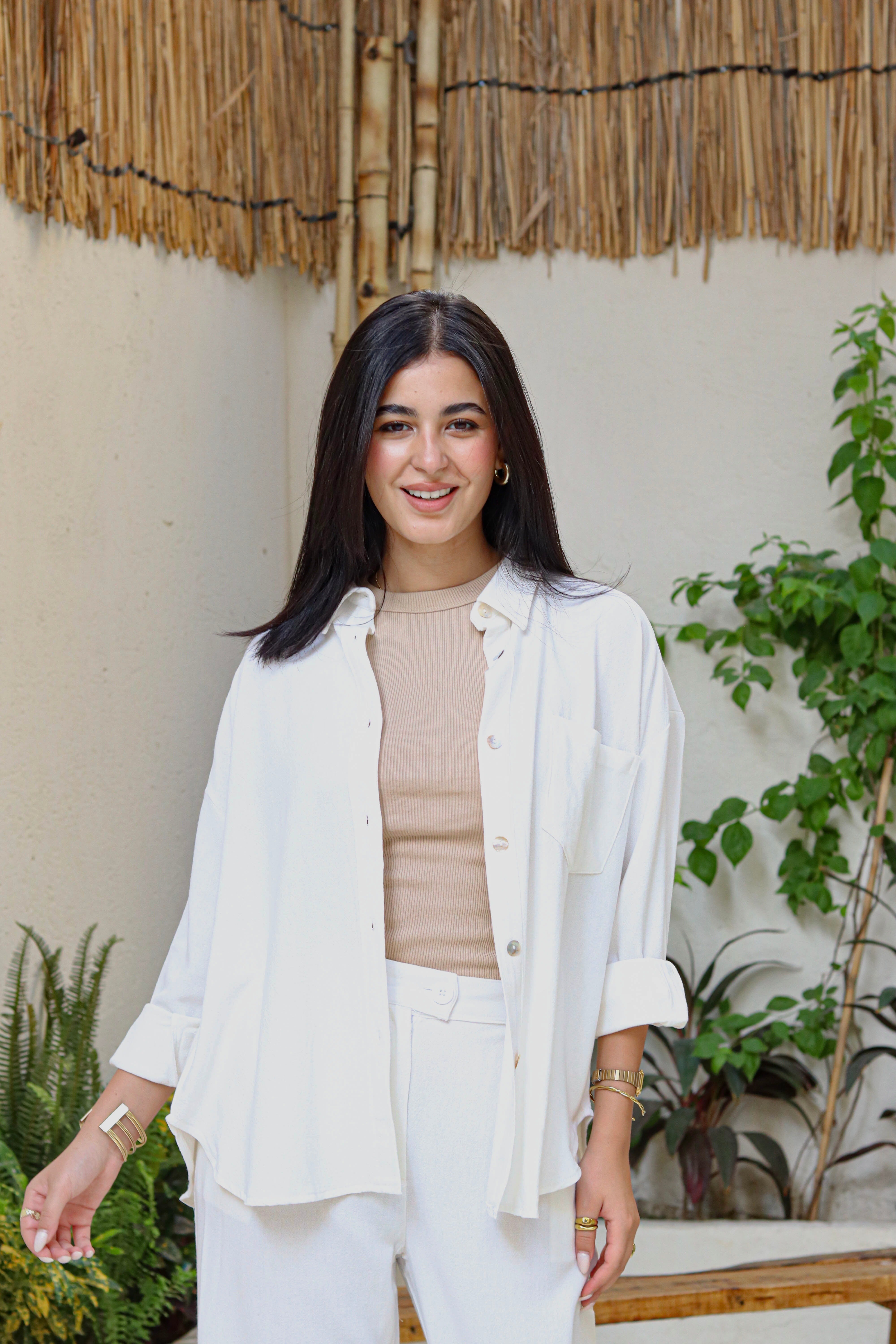 Cotton Linen Set In White