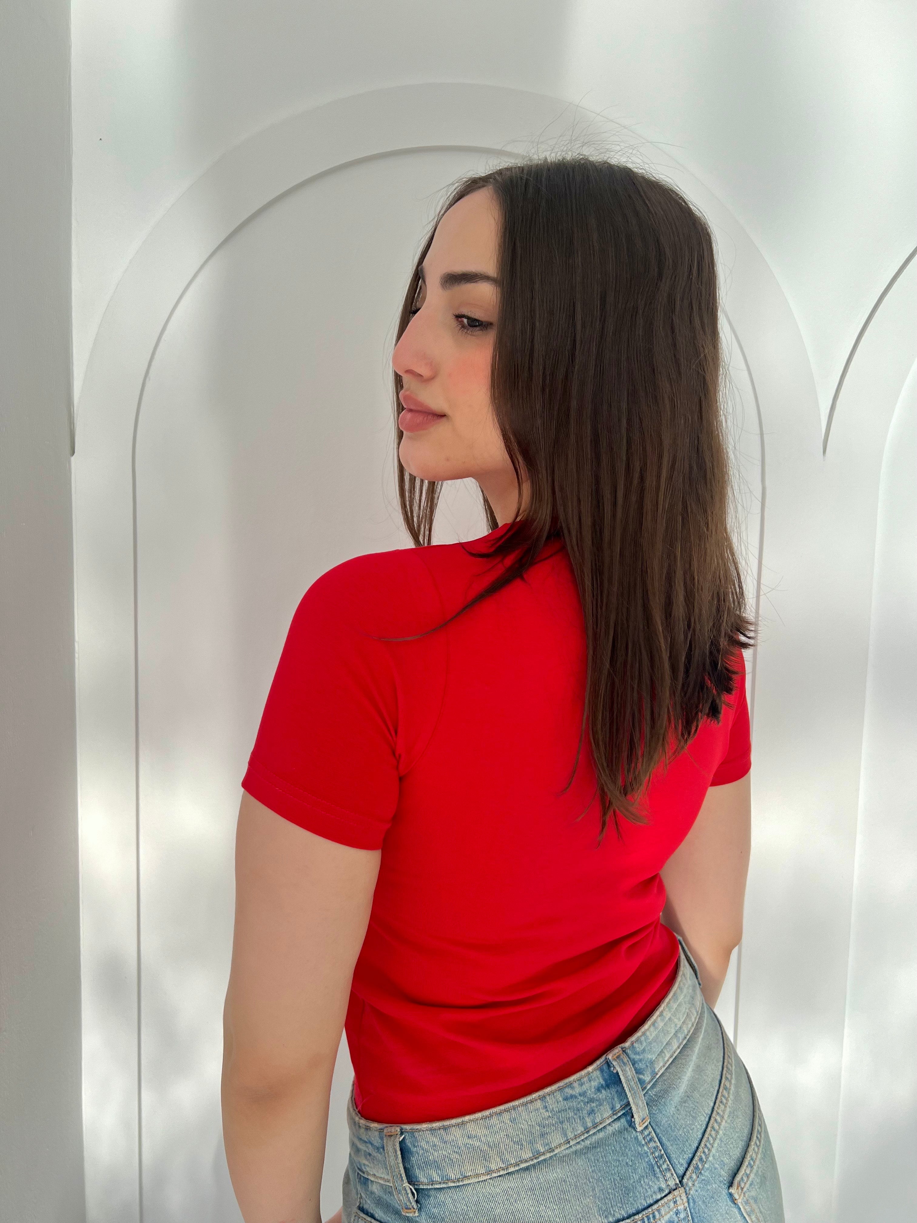 Half Sleeve Basic In Red