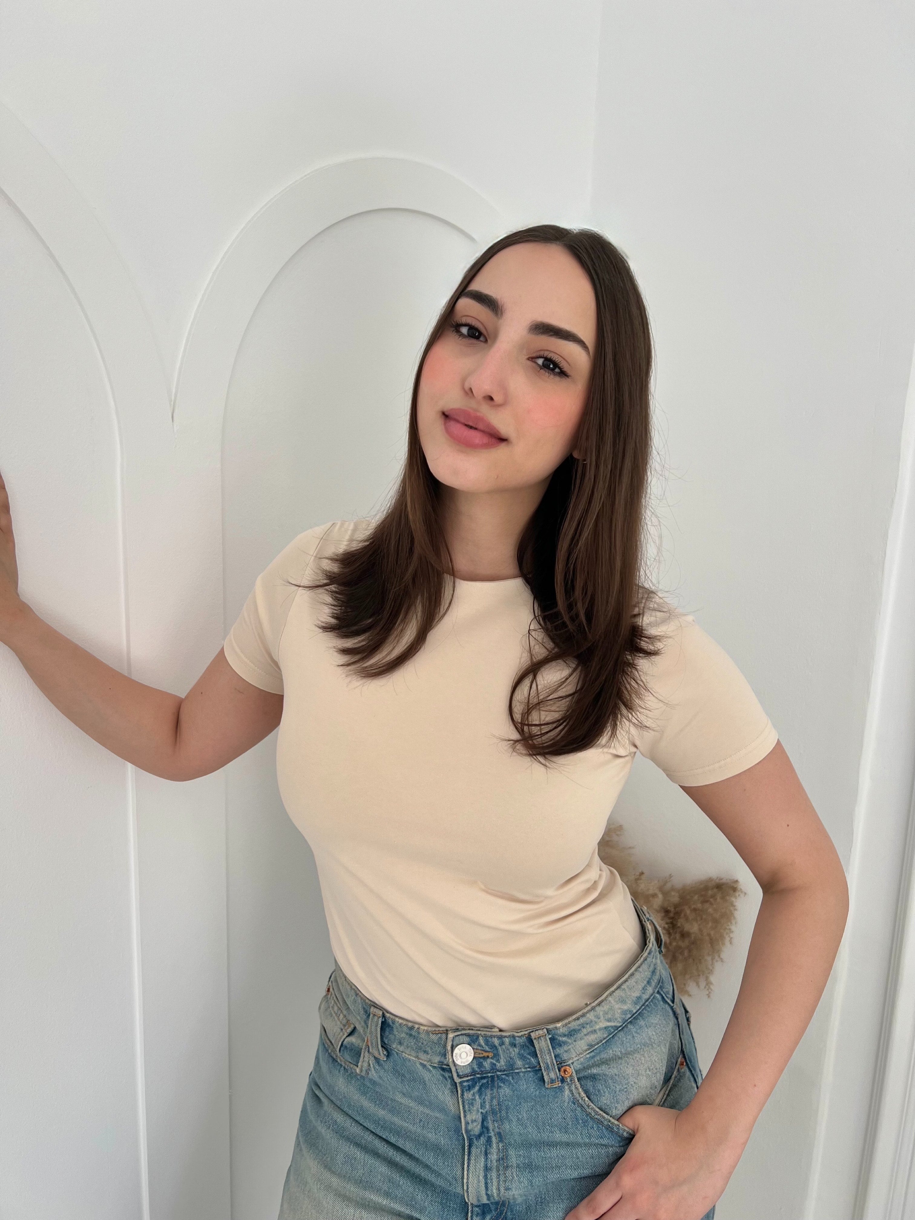 Half Sleeve Basic In Beige
