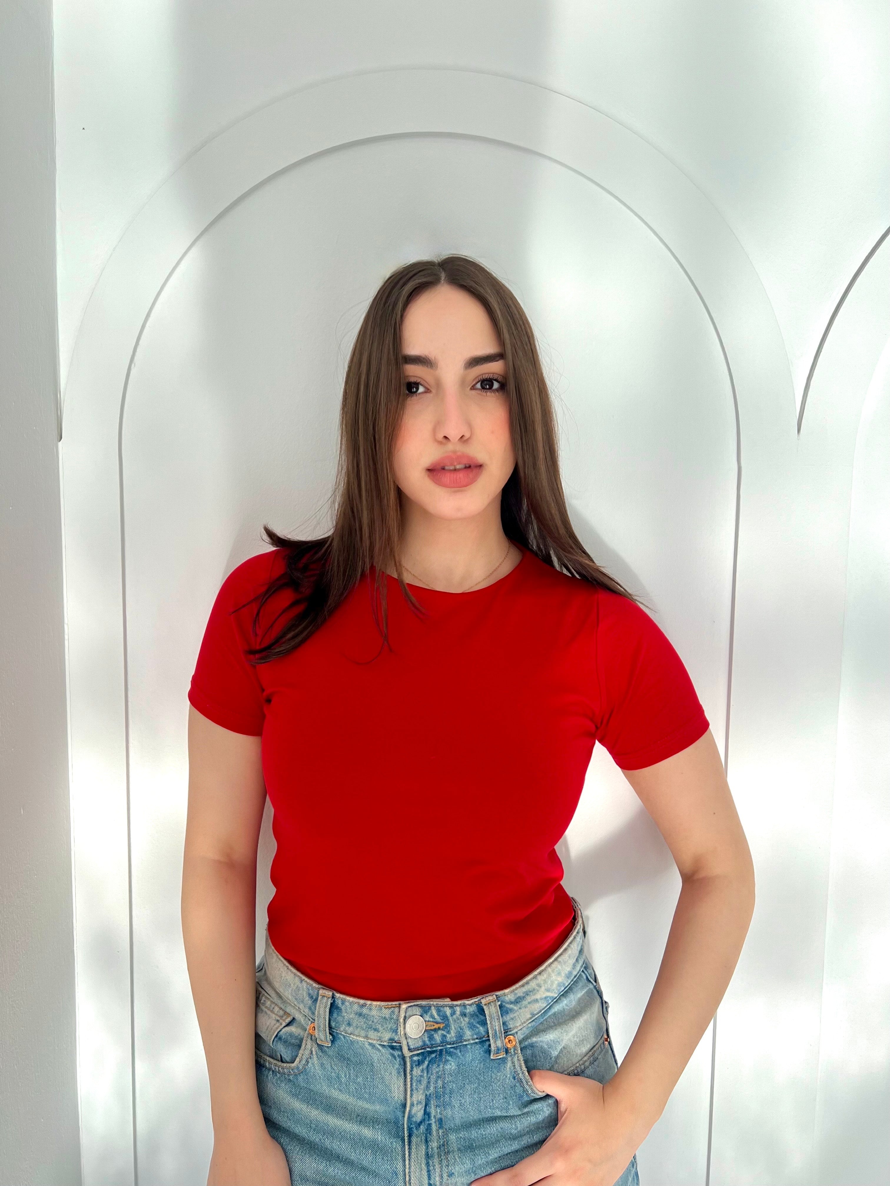 Half Sleeve Basic In Red