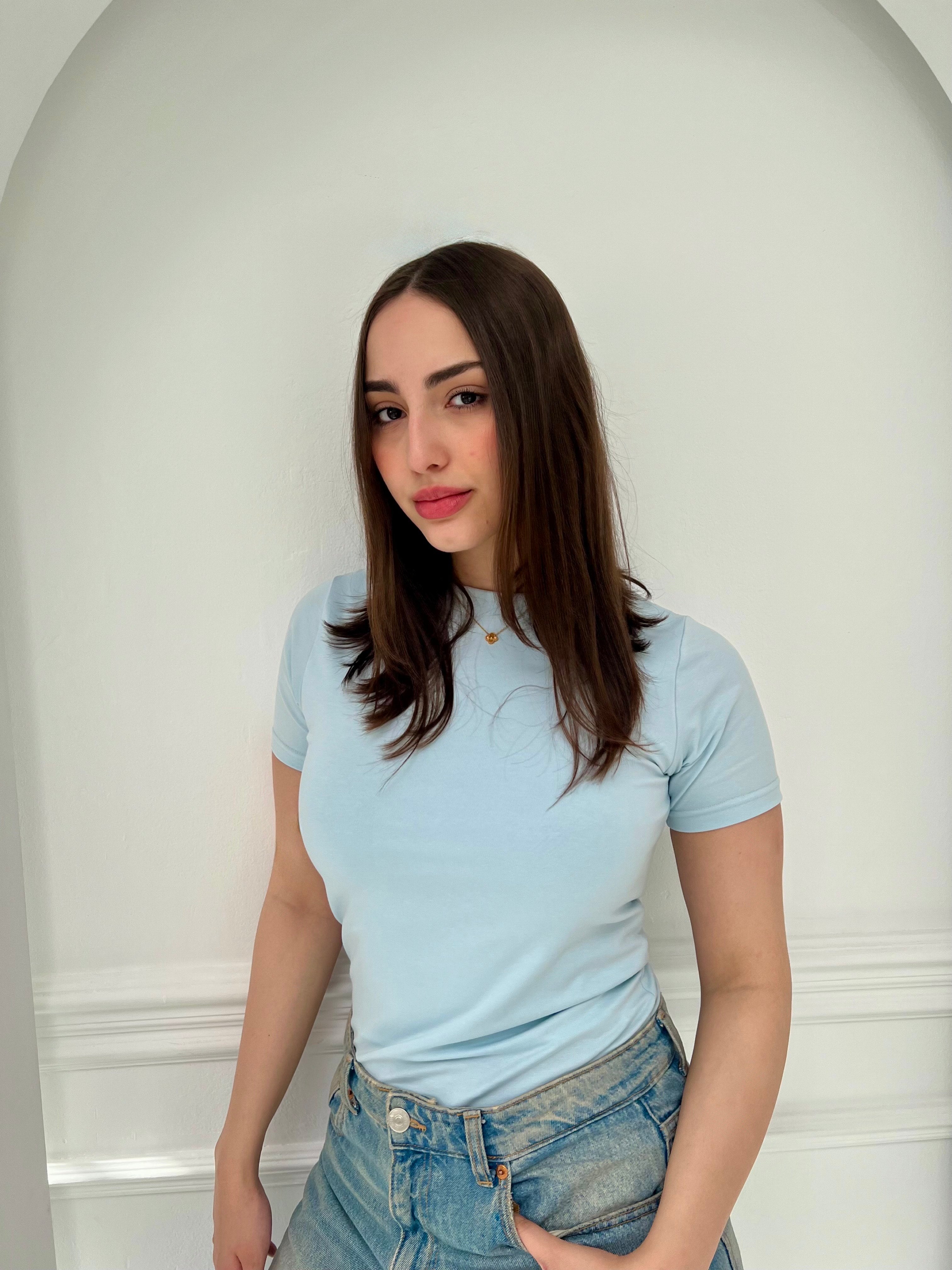 Half Sleeve Basic In Baby  Blue