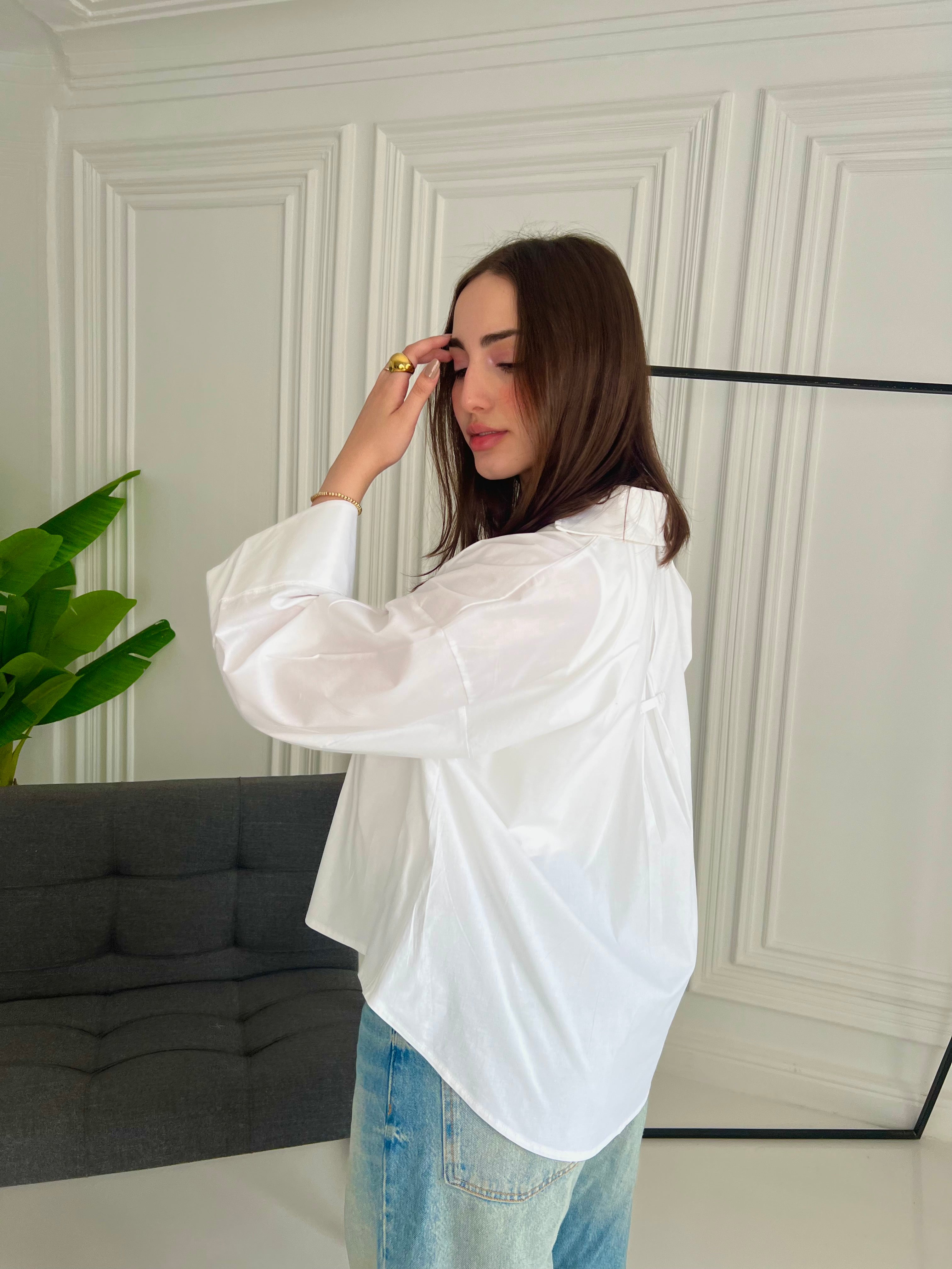 Cotton poplin white shirt