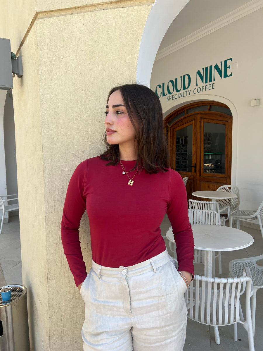 Full Sleeve Basic In Burgundy – violleta boutique